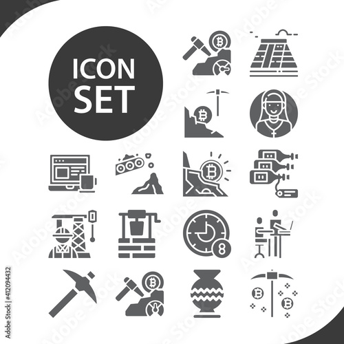 Simple set of excavation related filled icons.
