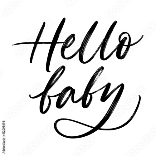 HELLO BABY. VECTOR LOVELY LETTERING TYPOGRAPHY ABOUT BABY