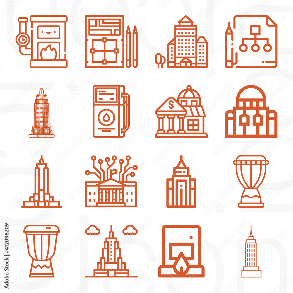 16 pack of authorities  lineal web icons set