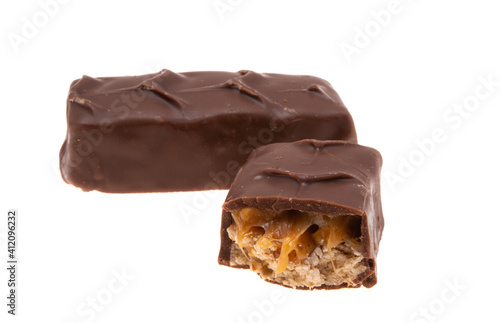 chocolate bar with nuts isolated