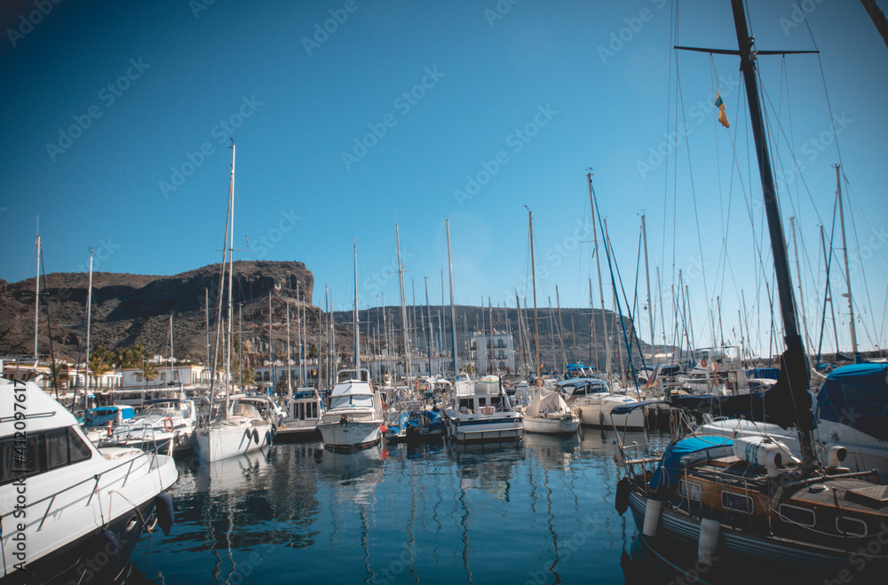 The beautiful port of Puerto de Mogan in Gran Canaria Spain.