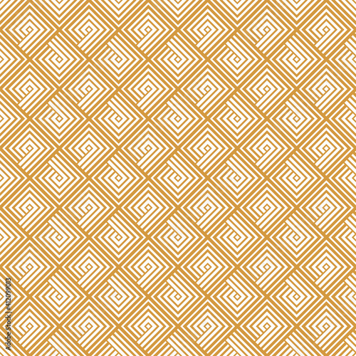 Abstract geometric pattern with stripes, lines. Seamless vector background. White and gold ornament. Simple lattice graphic design