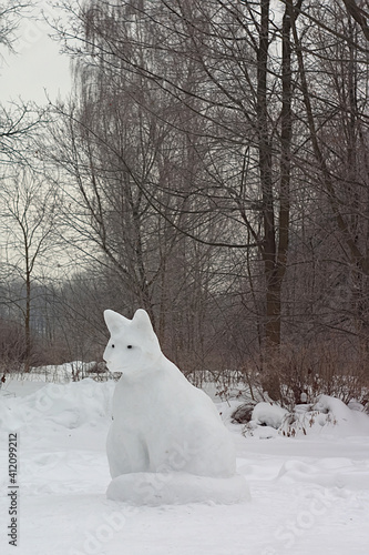 snow figure of an animal in a winter park