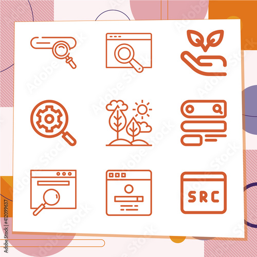 Simple set of 9 icons related to causal agency