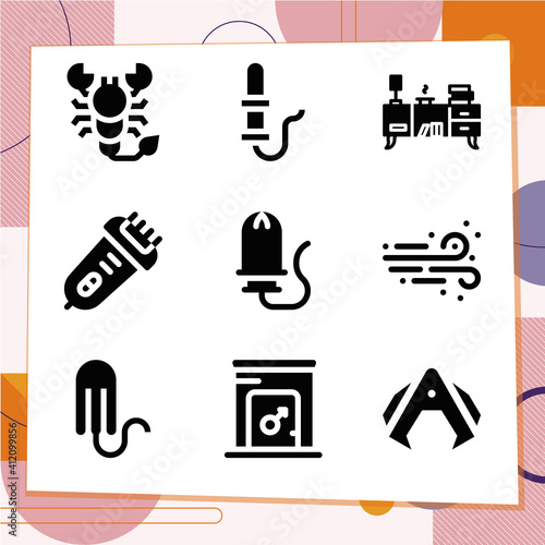 Simple set of 9 icons related to abandoned