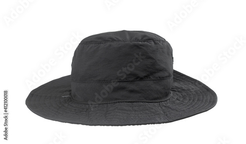 Black brim hat isolated on white background with clipping path
