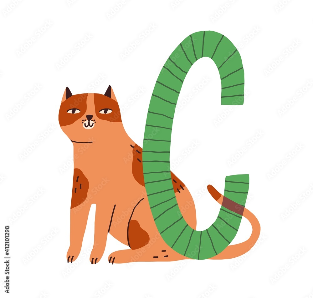 Φωτογραφία Capital letter C of childish English alphabet with cute cat