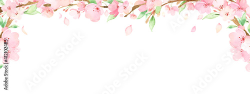 手描き水彩 | 桜の枝 frame ポストカードやグリーティングカードの背景イラスト