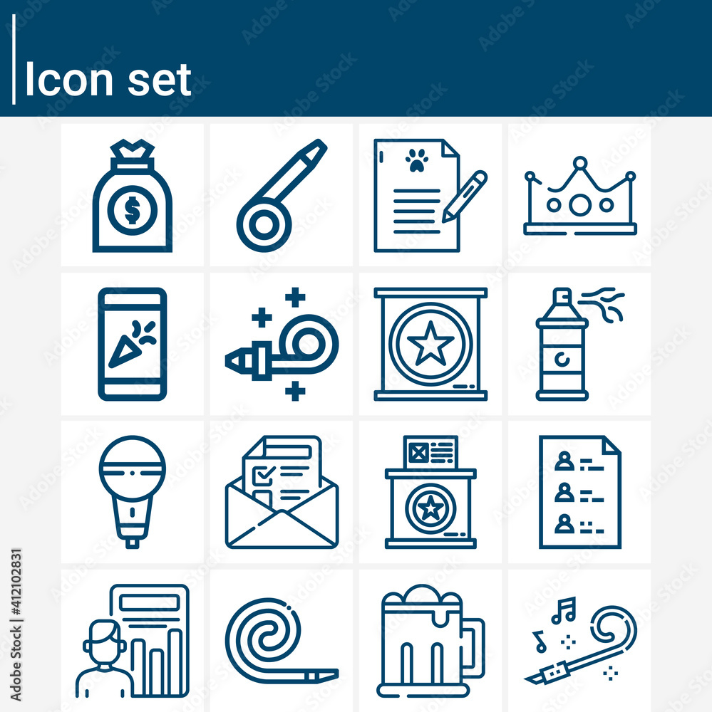 Simple set of voter related lineal icons.