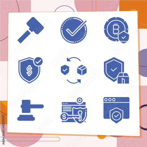 Simple set of 9 icons related to strengthen
