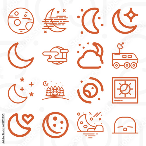 Принти на полотні 16 pack of lunar year  lineal web icons set