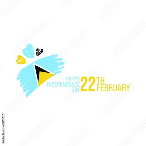 Saint Lucia Happy Independence day greeting card, banner, vector illustration. St Lucia holiday 22th of February design element with waving flag as a symbol of independence © visio