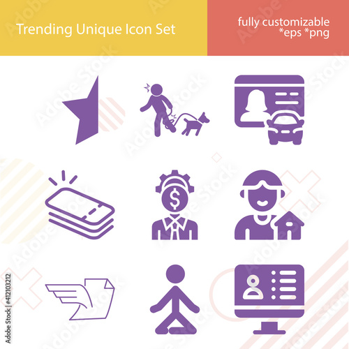 Simple set of franchise related filled icons.