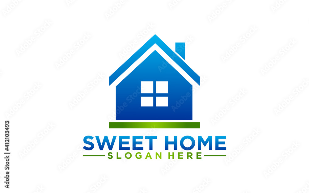 Logo Home sweet home abstract real estate countryside. Realty icon