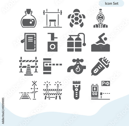 Simple set of diving related filled icons.