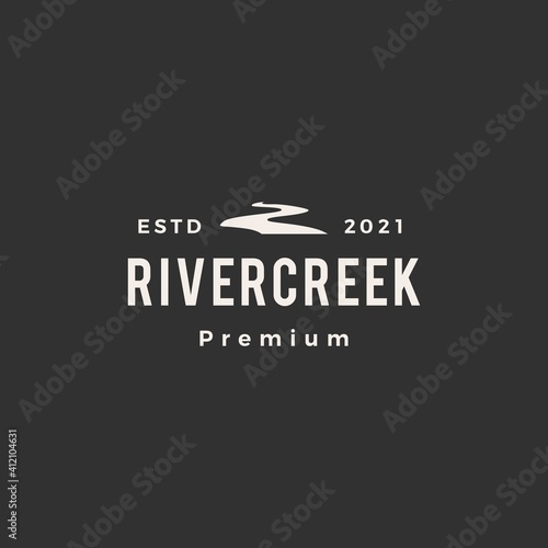 river creek hipster vintage logo vector icon illustration