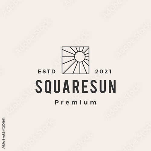 square sun hipster vintage logo vector icon illustration