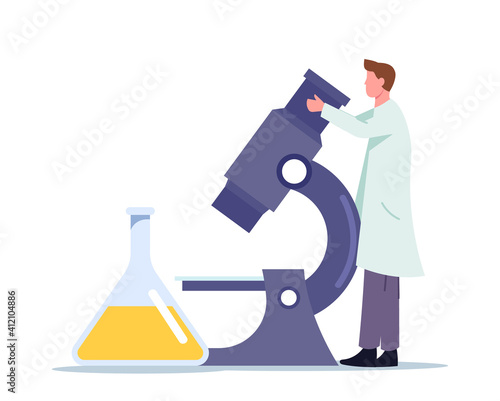 Urine Test Examination for Pyelonephritis Disease Check Up in Hospital or Clinical Laboratory. Tiny Doctor Nephrologist