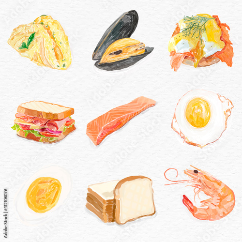Food vector watercolor set