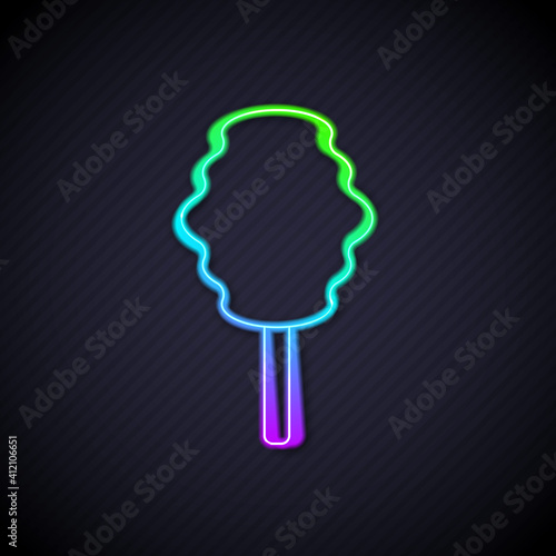 Glowing neon line Cotton candy icon isolated on black background. Vector.