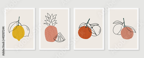 Stampa su tela Tropical fruits wall art background vector