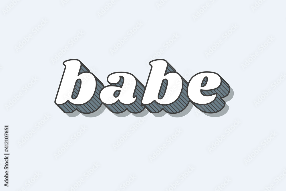 Babe retro 3D shadow bold typography illustration Babe retro 3D shadow bold typography illustration