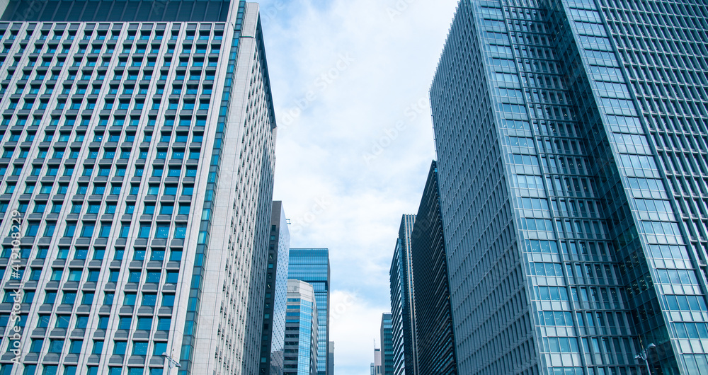 High-rise buildings and blue sky - Tokyo, Japan