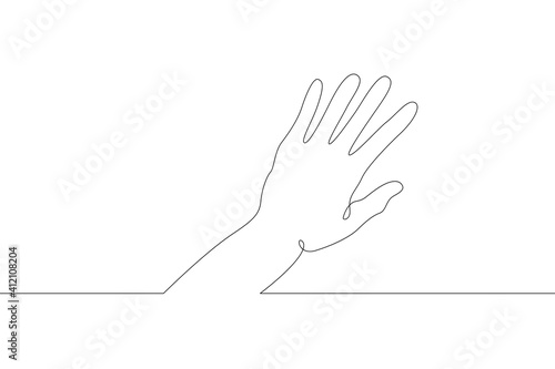 Wrist. Palm gesture. Different position of the fingers. Sign and symbol of gestures. One continuous drawing line logo single hand drawn art doodle isolated minimal illustration.