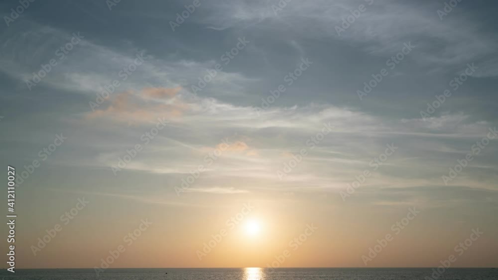 4K Time lapse of Majestic sunset or sunrise landscape Amazing light of nature cloudscape sky and Clouds moving away rolling over sea Concept travel background and nature environment 4K Time lapse of Majestic sunset or sunrise landscape Amazing light of nature cloudscape sky and Clouds moving away rolling over sea Concept travel background and nature environment