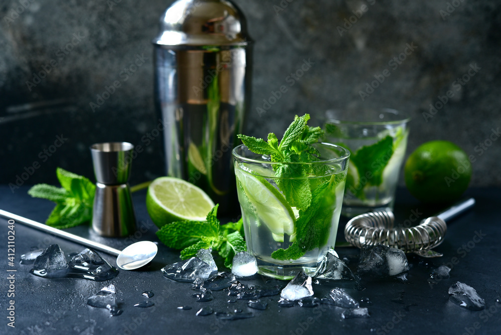 Mojito - traditional mexican cold drink with lime and mint. Mojito - traditional mexican cold drink with lime and mint.