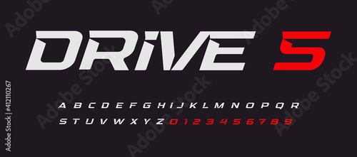 Drive Italic Alphabet. Car Race Vector Letters in modern Sport style. Stunning font with inside spurs. Type for modern automotive logo, headline, monogram, fast dynamic lettering. Vector typography