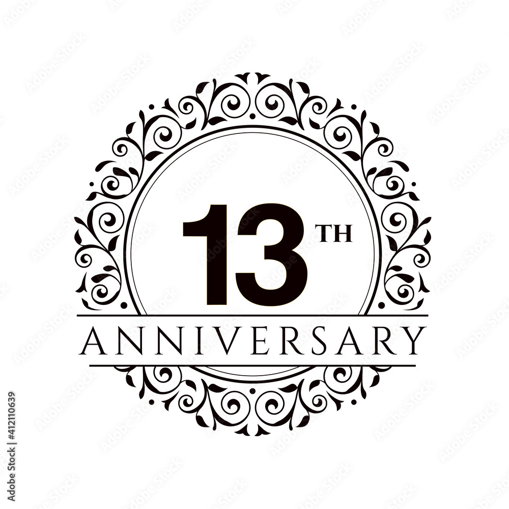 13 anniversary logotype template design for banner, poster, card vector illustrator