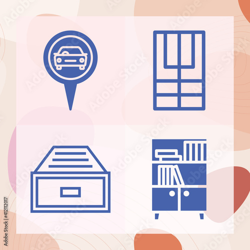 Simple set of compartment related filled icons