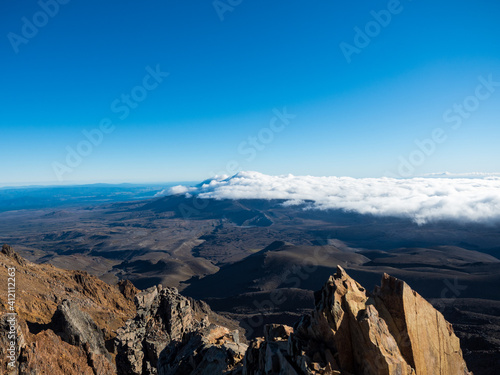 The view from mount ruapehu looking across to mount ngauruhoe mt doom in light cloud photo