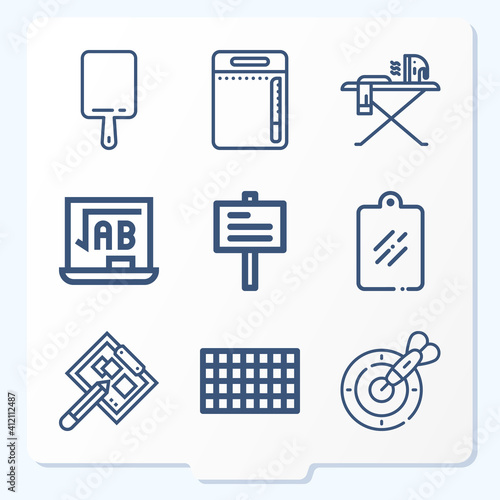 Simple set of 9 icons related to control panel