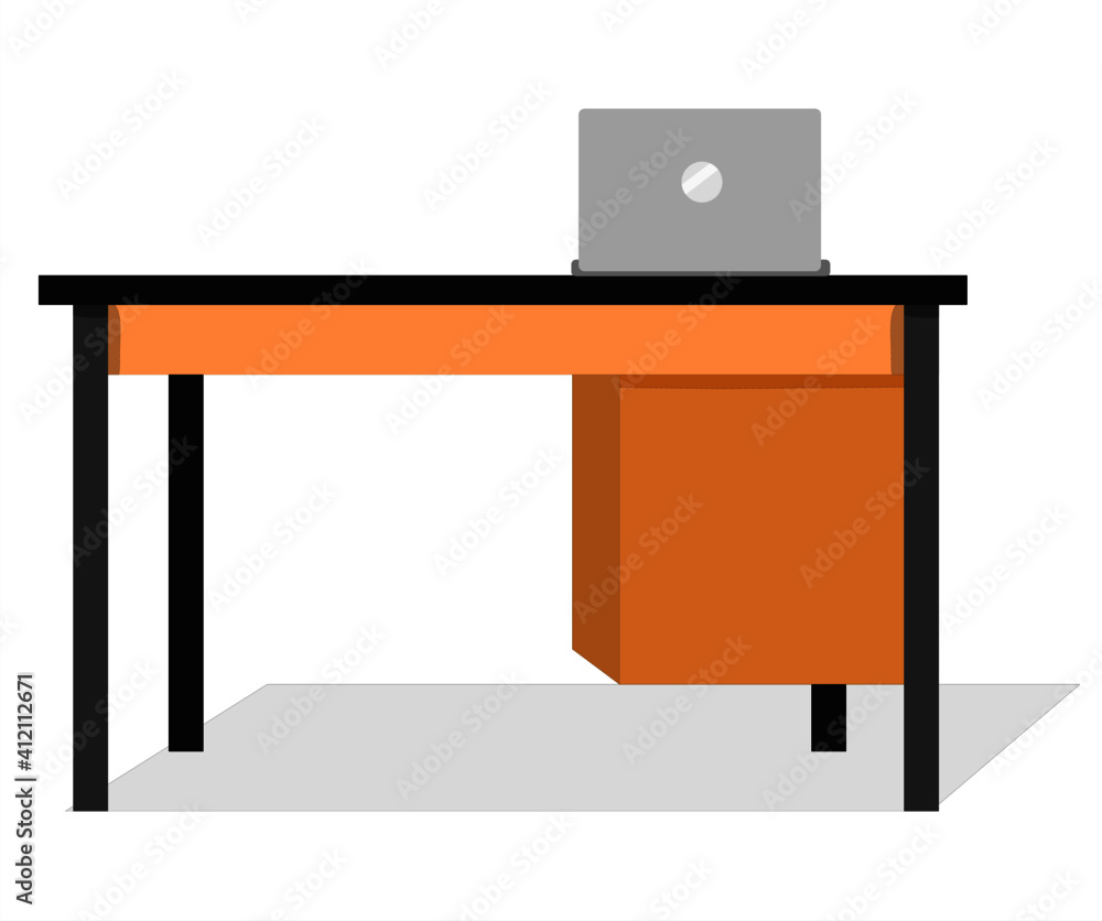 Vector illustration of an office table with a laptop on it Vector illustration of an office table with a laptop on it
