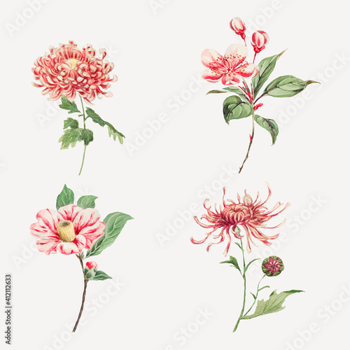 Vintage flower design element vector