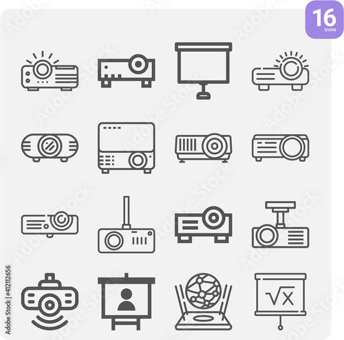 Simple set of hologram related lineal icons.