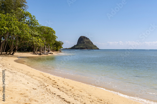 Chinamans hat at a distance from Kualoa Ranch Park.