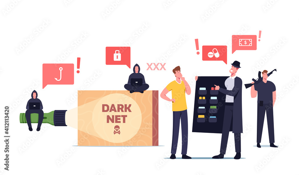 Dark Net Concept. Male Character User Choose Forbidden Content at Criminal in Black Cloak and Hat. Hacker, Cyber Crime Dark Net Concept. Male Character User Choose Forbidden Content at Criminal in Black Cloak and Hat. Hacker, Cyber Crime