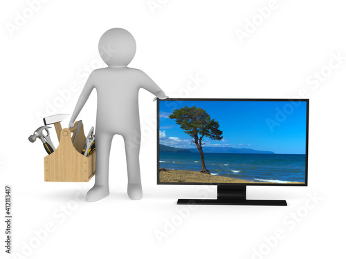 tv service on white backgro...