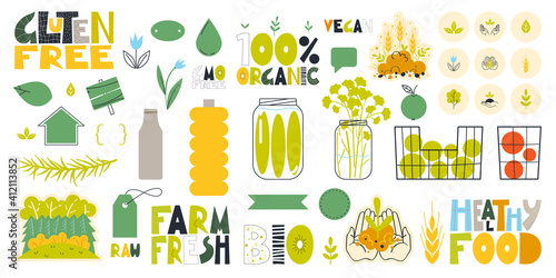 A set of vector clipart on the theme of a natural products.