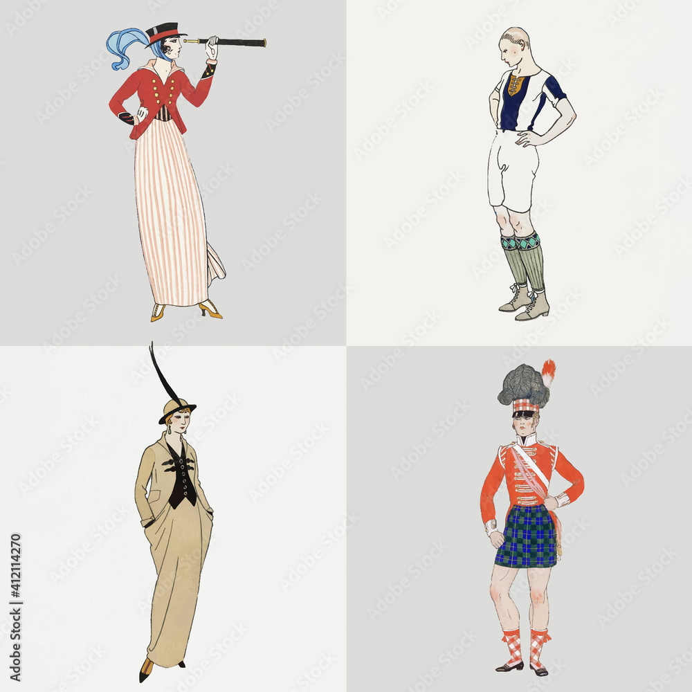 Vintage woman fashion design element vector