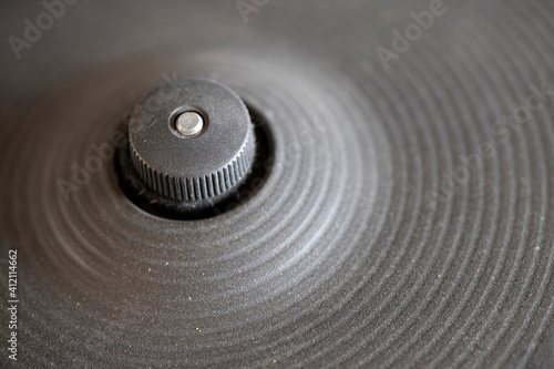 Closed up of an old dusted cymbal
