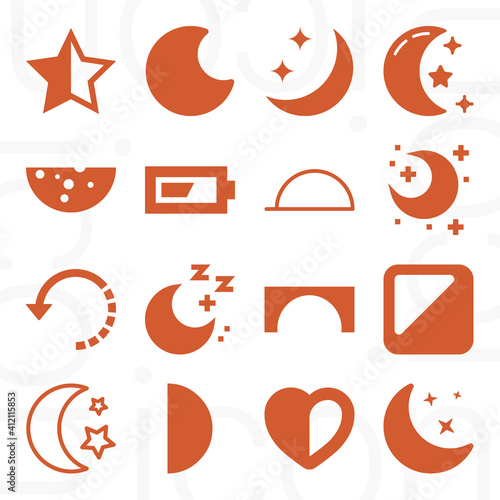 16 pack of fifty percent  filled web icons set