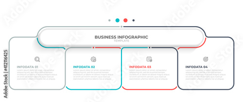 Vector infographic thin line design with marketing icons. Business concept with 4 options, steps or processes.