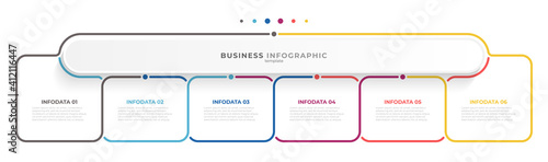 Vector infographic thin line design with marketing icons. Business concept with 6 options, steps or processes.
