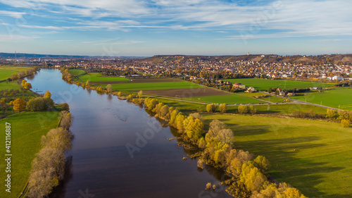 Airview Elbe river in Serkowitz near Dresden © scimmery1