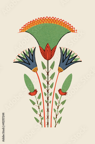 Antique flower Egyptian ornamental vector element illustration