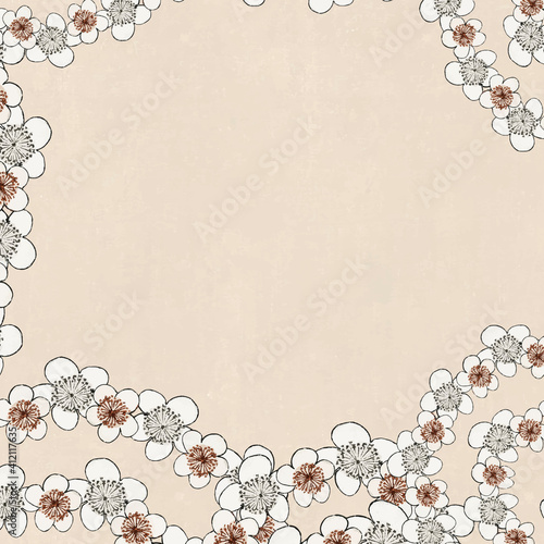 Japanese ume pattern vector frame, remix of artwork by Watanabe Seitei photo